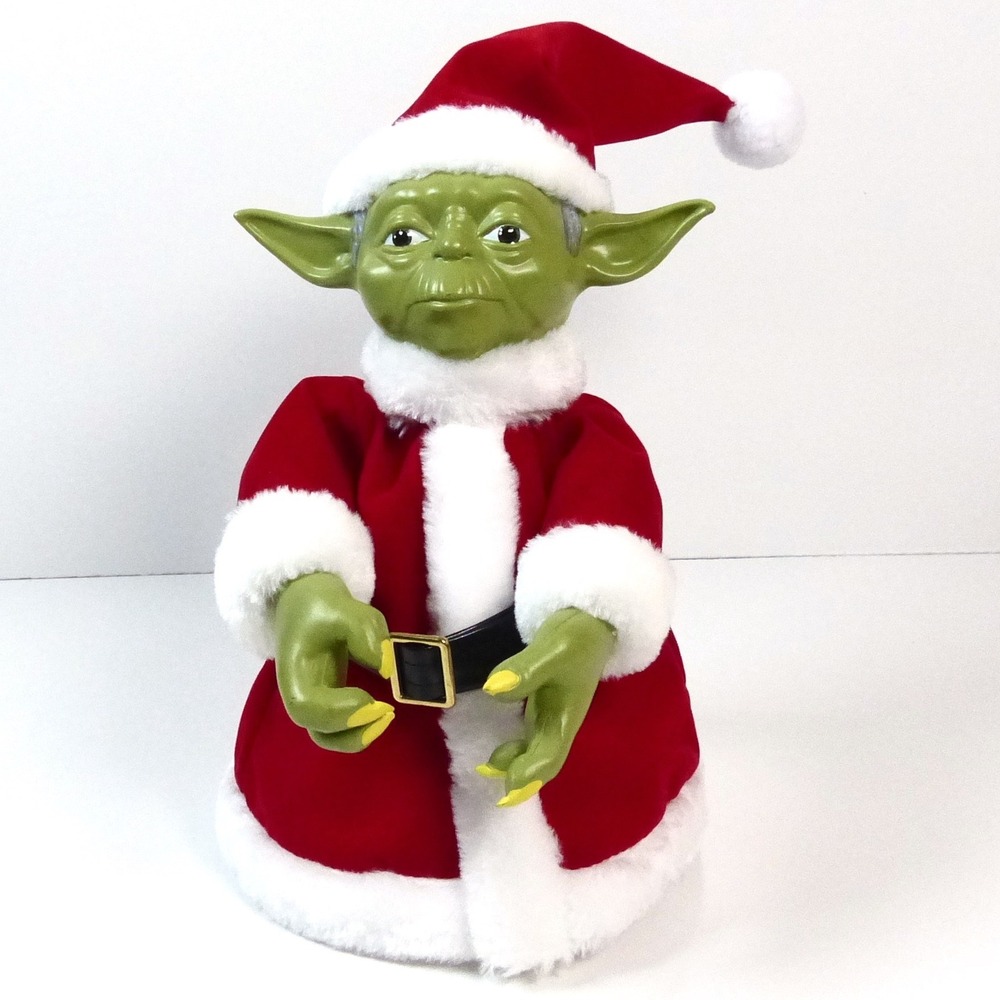 Vintage Disney Star Wars Yoda Santa Christmas Tree Topper 11" Lucasfilm 2014 EUC